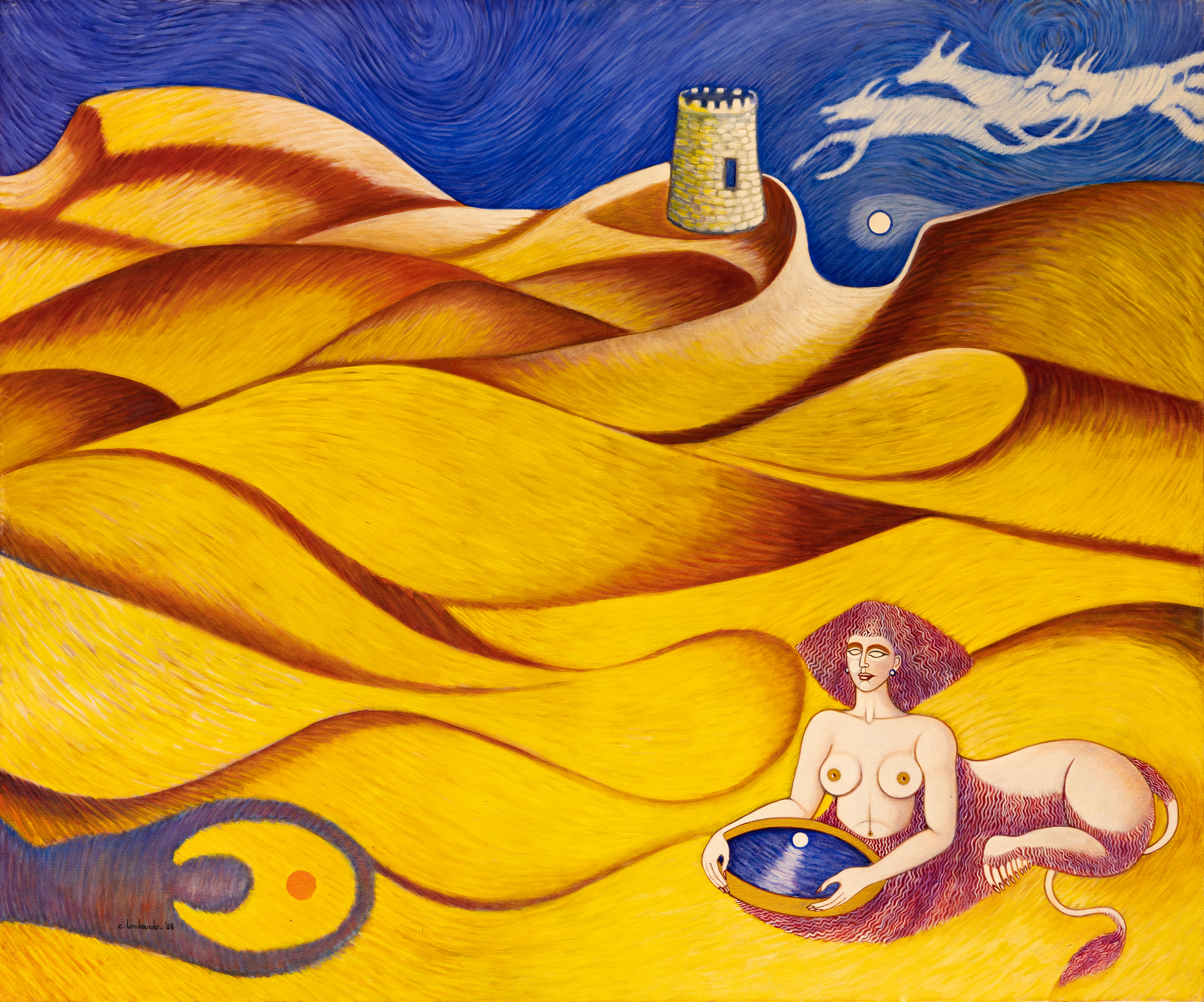 Sfinge nel paesaggio dorato · Carmelo Lombardo